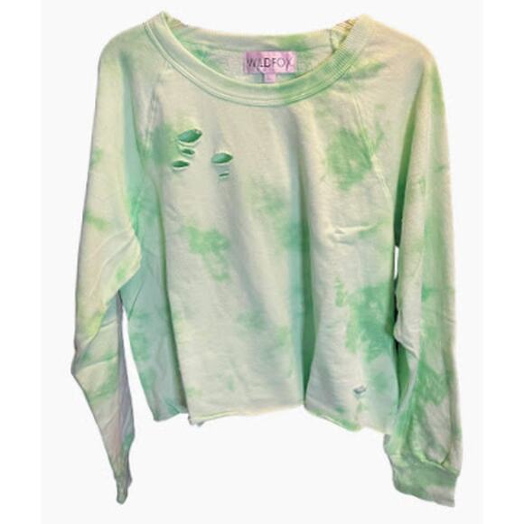Wildfox Tops - Wildfox Plasma World Tour Slash Tie Dye Crop Sweat Shirt Size Large NWT‎